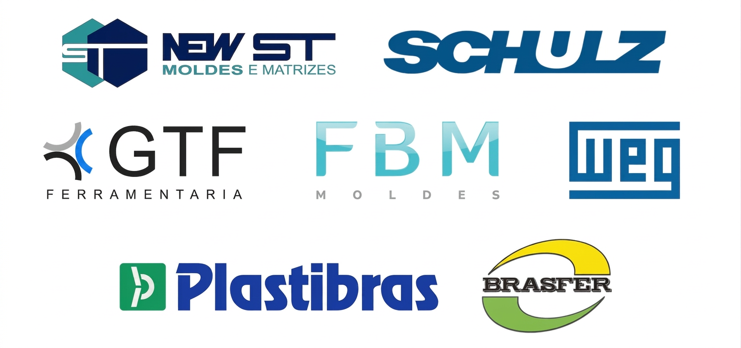 Clientes IFM Ferramentaria — New ST Moldes e Matrizes, Schulz, GTF Ferramentaria, FBM Moldes, WEG, Plastibras, Brasfer